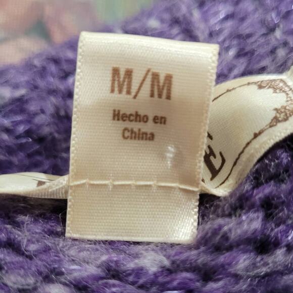 Decree Women's Purple Metallic Shrug Cardigan Sweater Sz Medium Wool Blend Cozy - Picture 9 of 9